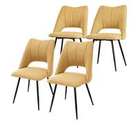ML-Design Set 4X Sillas de Comedor Amarillo Mostaza con Respaldo Asiento de Poliéster Tapizado con Patas de Metal Negro Sillónes Ergonómicos de Diseño Moderno para Mesa de Salón, Escritorio o Cocina