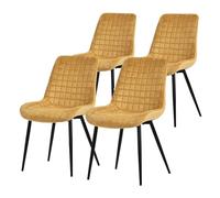 ML-Design Set 4x Sillas de Comedor Amarillo Mostaza con Respaldo Asiento Ergonómico Acolchado Tapizado de Terciopelo con Patas de Metal Sillón de Diseño Moderno para Mesa de Salón, Escritorio o Cocina