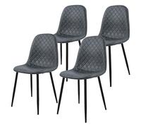 ML-Design Set 4X Sillas de Comedor Antracita con Respaldo, Asiento Ergonómico Acolchado Tapizado de Piel Sintética con Patas de Metal Sillón de Diseño Moderno para Mesa de Salón, Escritorio o Cocina