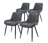 ML-Design Set 4X Sillas de Comedor Antracita Moderno 81 cm Asiento Tapizado de Imitación Cuero Transpirable y Suave con Patas de Metal Sillón Respaldo Ergonómico para Salón Oficina Dormitorio Cocina
