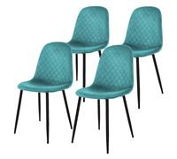 ML-Design Set 4X Sillas de Comedor Azul Turquesa con Respaldo, Asiento Ergonómico Acolchado Tapizado de Terciopelo con Patas de Metal Sillón de Diseño Moderno para Mesa de Salón, Escritorio o Cocina