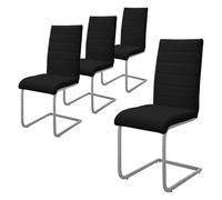 ML-Design Set 4X Sillas de Comedor Basculante con Respaldo Alto Asiento Cantilever Negro de Polipiel Tapizado con Patas de Metal Sillón Diseño Ergonómico Moderno para Salón, Escritorio o Cocina