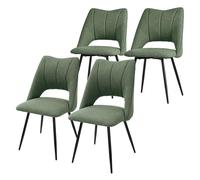 ML-Design Set 4X Sillas de Comedor Color Verde con Respaldo Asiento de Poliéster Tapizado con Patas de Metal Negro Sillónes Ergonómicos de Diseño Moderno para Mesa de Salón, Escritorio o Cocina