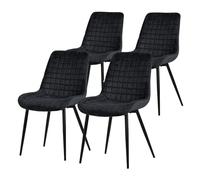 ML-Design Set 4X Sillas de Comedor Negro con Respaldo, Asiento Ergonómico Acolchado Tapizado de Terciopelo con Patas de Metal Sillón de Diseño Moderno para Mesa de Salón, Escritorio o Cocina