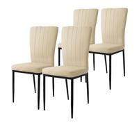 ML-Design Set 4X Sillas de Comedor Tapizadas de Terciopelo Beige Claro Respaldo Alto Asiento Diseño Moderno y Cómodo para Salón o Cocina, Ergonómico, Versátil y Multifuncional con Estructura Metálica