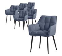 ML-Design Set 6X Silla de Comedor con Respaldo y Reposabrazos Asiento Acolchado Azul Tapizado de Tejido de Rizo con Patas de Metal Sillón de Diseño Ergonómico Moderno para Salón, Escritorio o Cocina