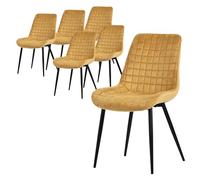 ML-Design Set 6x Sillas de Comedor Amarillo Mostaza con Respaldo Asiento Ergonómico Acolchado Tapizado de Terciopelo con Patas de Metal Sillón de Diseño Moderno para Mesa de Salón, Escritorio o Cocina