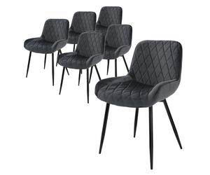 ML-Design Set 6X Sillas de Comedor Antracita Moderno 81 cm Asiento Tapizado de Terciopelo Transpirable y Suave con Patas de Metal Sillón con Respaldo Ergonómico para Salón Oficina Dormitorio Cocina