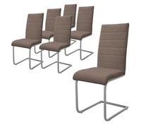 ML-Design Set 6X Sillas de Comedor Basculante con Respaldo Alto Asiento Cantilever Marrón de Polipiel Tapizado con Patas de Metal Sillón Diseño Ergonómico Moderno para Salón, Escritorio o Cocina