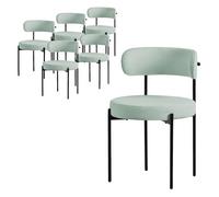 ML-Design Set 6X Sillas de Comedor en Tejido Teddy Verde con Respaldo Alto Asiento de Polipiel Tapizado con Patas de Metal Negro Sillón Diseño Ergonómico Moderno para Salón, Escritorio o Cocina