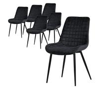 ML-Design Set 6X Sillas de Comedor Negro con Respaldo, Asiento Ergonómico Acolchado Tapizado de Terciopelo con Patas de Metal Sillón de Diseño Moderno para Mesa de Salón, Escritorio o Cocina