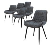 ML-Design Set 6X Sillas de Comedor Negro Moderno 81 cm Asiento Tapizado de Terciopelo Transpirable y Suave con Patas de Metal Sillón con Respaldo Ergonómico para Salón Oficina Dormitorio Cocina