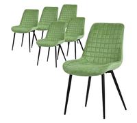 ML-Design Set 6X Sillas de Comedor Salvia con Respaldo Asiento Ergonómico Acolchado Tapizado de Terciopelo con Patas de Metal Sillón de Diseño Moderno para Mesa de Salón, Escritorio o Cocina