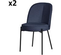 ML-Design Juego 2X Sillas de Comedor Azul Oscuro de Poliéster Tapizado con Patas de Metal Asiento Acolchado con Respaldo Semi-Redondo Diseño Atemporal Mueble Ergonómico para Cocina y Sala de Estar