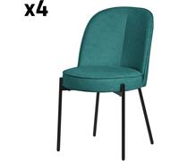 ML-Design Set de 2 Sillas de comedor redondas azul petrol poliéster, patas metal