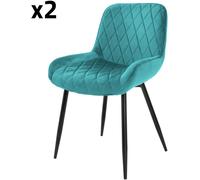 ML-Design Set de 2 sillas de comedor tapizadas en terciopelo turquesa