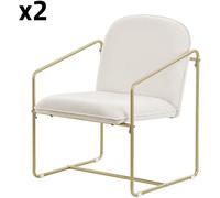 ML-Design Set de 2 sillones beige con patas doradas asiento para salón