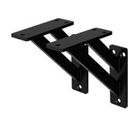 ML-Design Set de 2X Soporte de Estante 120x120 mm Negro de Aluminio Estilo Industrial Escuadra Triangular Doble para Estantería de Pared Apto para Balda, Repisa Flotante y Proyectos DIY de Bricolaje