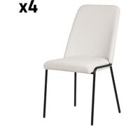 ML-Design Juego de 4X Sillas de Comedor Beige de Poliéster Tapizado con Patas de Metal Asiento Acolchado con Respaldo Diseño Atemporal Mueble Ergonómico Sillones para Cocina y Sala de Estar