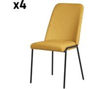 ML-Design Set de 4 Sillas de comedor mostaza de poliéster con patas de metal