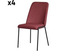 ML-Design Set de 4 Sillas de comedor rojas de poliéster con patas de metal