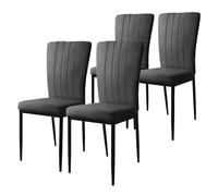 ML-Design Set de 4 Sillas de Comedor, Tapizadas de Terciopelo Gris, Respaldo Alto, Asiento Diseño Moderno y Cómodo para Salón o Cocina, Ergonómico, Versátil y Multifuncional con Estructura Metálica