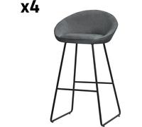 ML-Design Set de 4 Taburetes de bar altos con funda de tela antracita 75cm
