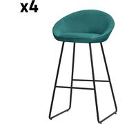 ML-Design Set de 4 Taburetes de bar altos con funda de tela turquesa oscuro 75cm