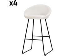 ML-Design Set de 4 Taburetes de bar beige 75 cm funda tela y estructura metálica