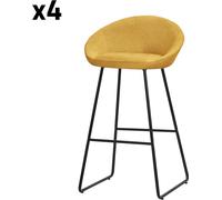 ML-Design Set de 4 Taburetes de bar mostaza 75cm funda tela, estructura metálica