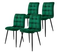 ML-Design Set de 4X Sillas de Comedor con Respaldo Asiento Ergonómico Acolchado Tapizado de Terciopelo Verde Oscuro con Patas de Metal Sillón de Diseño Moderno para Mesa de Salón, Escritorio o Cocina