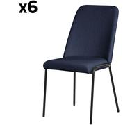 ML-Design Set de 6 Sillas de comedor azul oscuro poliéster con patas de metal