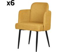 ML-Design Set de 6 Sillas de comedor funda de tela mostaza con reposabrazos