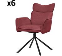 ML-Design Set de 6 Sillas de comedor giratorias rojas con reposabrazos, respaldo