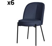 ML-Design Set de 6 Sillas de comedor redondas azul oscuro con patas de metal