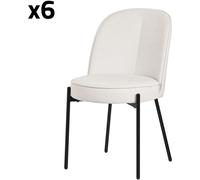ML-Design Set de 6 Sillas de comedor redondas beige poliéster con patas de metal