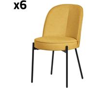 ML-Design Set de 6 Sillas de comedor redondas mostaza poliéster, patas de metal