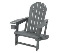 ML-Design Silla Adironack con Portavasos, Gris, Sillón de Jardín de Plástico con Aspecto de Madera, Mecedora Resistente a la Intemperie, Asiento con Respaldo, Tumbona de Exterior Mueble para Patio