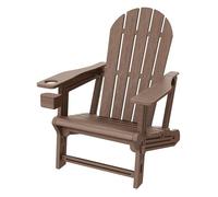 ML-Design Silla Adironack con Portavasos, Marrón, Sillón de Jardín de Plástico con Aspecto de Madera, Mecedora Resistente a la Intemperie, Asiento con Respaldo, Tumbona de Exterior Mueble para Patio