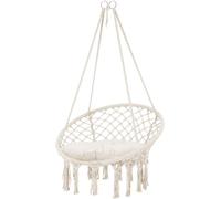 ML-Design Silla colgante redonda beige columpio macramé cuerda trenzada