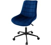 ML-Design Silla de Oficina Azul Asiento Ergonómico Acolchado Tapizado de Terciopelo, Patas de Metal con Ruedas Sillón Moderno para Mesa de Salón Escritorio Dormitorio o Cocina, Altura Ajustable