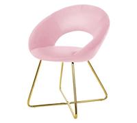 ML-Design Silla de Comedor Rosa Asiento Ergonómico Curvado Tapizado de Terciopelo con Patas de Metal Dorado Sillón de Diseño Moderno para Mesa de Salón, Escritorio, Dormitorio o Cocina 64x53x77 cm