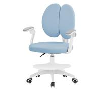 ML-Design Silla de Escritorio Infantil, 95-107cm, Azul, Asiento Ergonómico para Niños, Giratoria 360° y Regulable en Altura con Doble Respaldo y Reposabrazos Abatibles para Estudio, Oficina, Ordenador