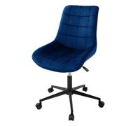 ML-Design Silla de Oficina Azul Asiento Ergonómico Acolchado Tapizado de Terciopelo, Patas de Metal con Ruedas Sillón Moderno para Mesa de Salón Escritorio Dormitorio o Cocina, Altura Ajustable