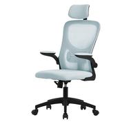 ML-Design Silla de Oficina Ergonómica Azul de Rejilla Asiento de Escritorio Ordernador con Resposabrazos Acolchado, Reposacabezas Regulable Función Balancín y Giratoria 360° con Ruedas