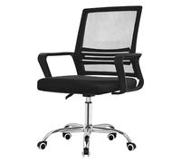 ML-Design Silla de Oficina Ergonómica, Negra, con Respaldo de Malla Transpirable y Estructura de Acero, Asiento Giratorio de Ordenador Silla de Escritorio con Reposabrazos y Regulable en Altura