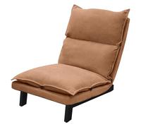 ML-Design Silla de Suelo Marrón, Sofá Reclinable para Salón, Asiento Ergonómico con Respaldo Ajustable Cojín Tapizado con Funda de Lino Estructura de Acero Robusta Tumbona para Relajación o Meditación