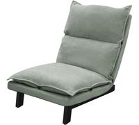 ML-Design Silla de Suelo Gris-Verde, Sofá Reclinable para Salón, Asiento Ergonómico con Respaldo Ajustable Cojín Tapizado con Funda de Lino Estructura de Acero Robusta Tumbona para Relajación