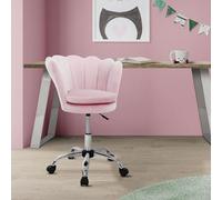 ML-Design Silla de Tocador de Terciopelo Rosa Claro, Asiento para Niños Giratorio 360° Tapizado, Sillón Ergonómico de Oficina/Escritorio de Maquillaje Diseño Moderno de Concha, Respaldo Envolvente