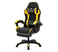 ML-Design Silla Gaming Ergonómica Amarillo con Reposabrazos Reposacabezas Cojín Lumbar y Reposapiés Asiento Racing Gamer de Escritorio Imitación Cuero Sillón Giratorio de Ordenador Videojuegos Oficina